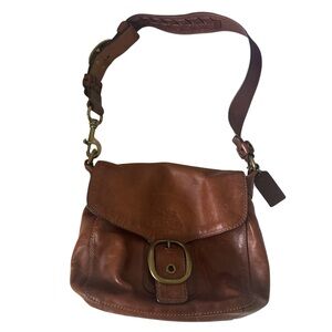 Coach Tan Leather Shoulder Bag Legacy Bleeker Whiskey Brown Y2K